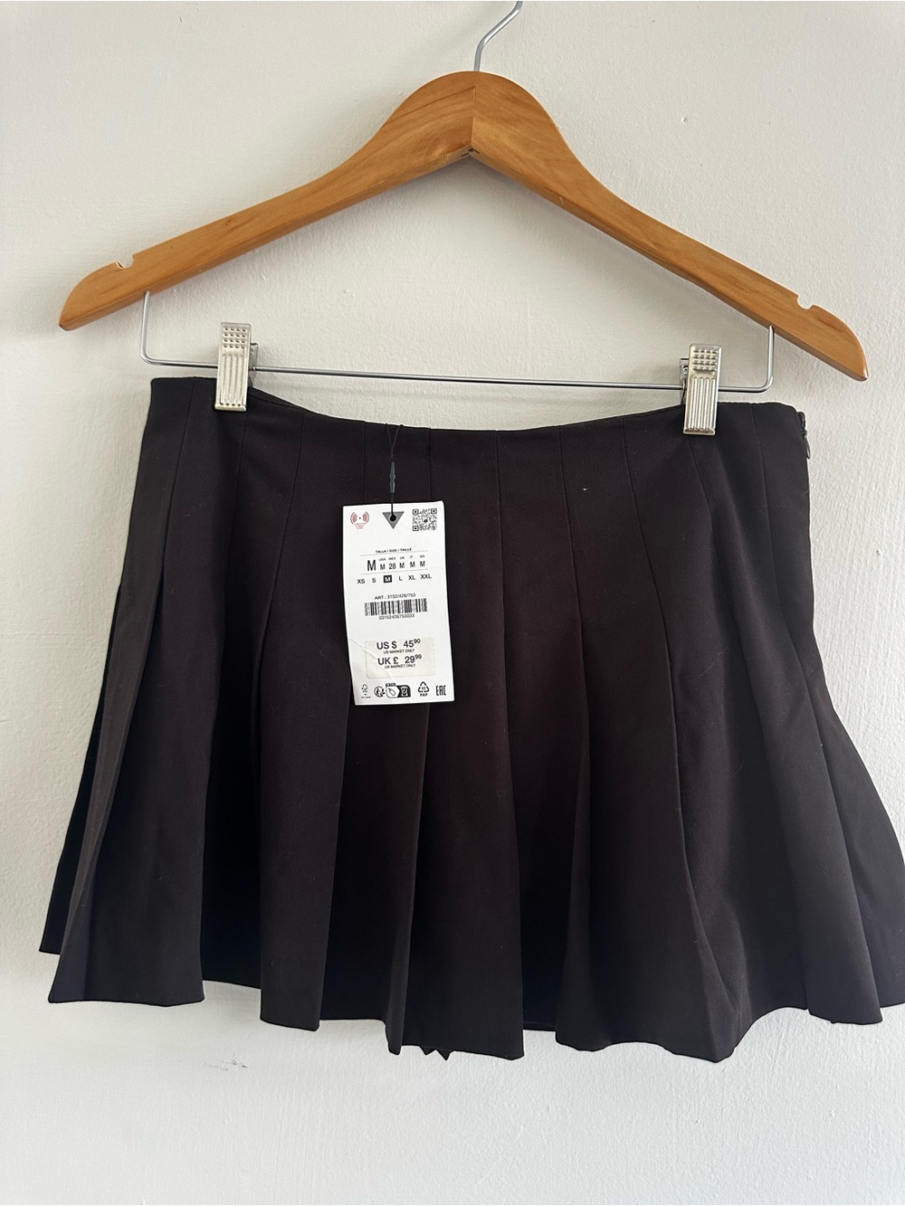 Zara Dark Brown Pleated Mini Skirt